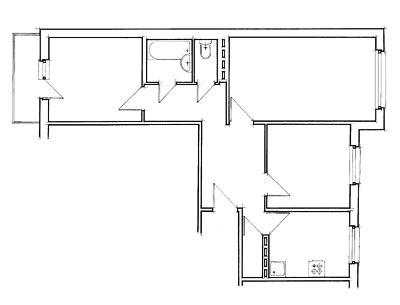 Трехкомнатная квартира в доме серии 121