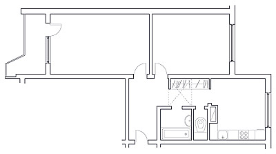 Перепланировка двухкомнатной квартиры в доме серии П-44