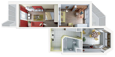 Четыре дизайн-проекта квартир в панельном жилом доме серии П-44Т
