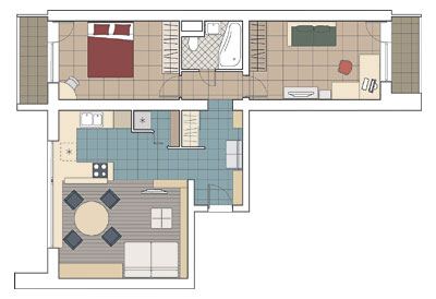 Четыре дизайн-проекта квартир в панельном доме серии И-491А	