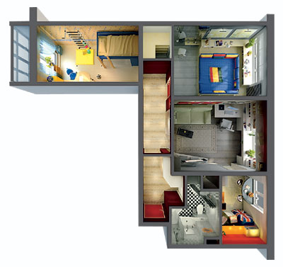 Шесть дизайн-проектов квартир в панельном доме серии 1605/12