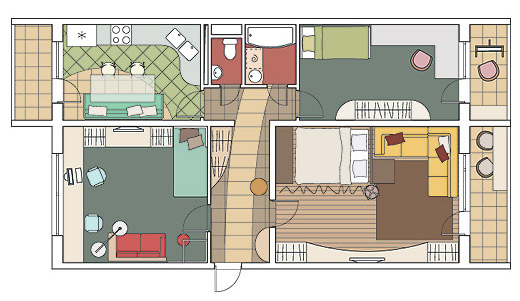 Четыре дизайн-проекта квартир в панельном доме серии П-46М