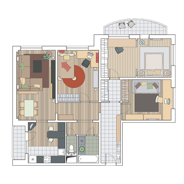 Пять дизайн-проектов квартир в доме серии КОПЭ-М Парус