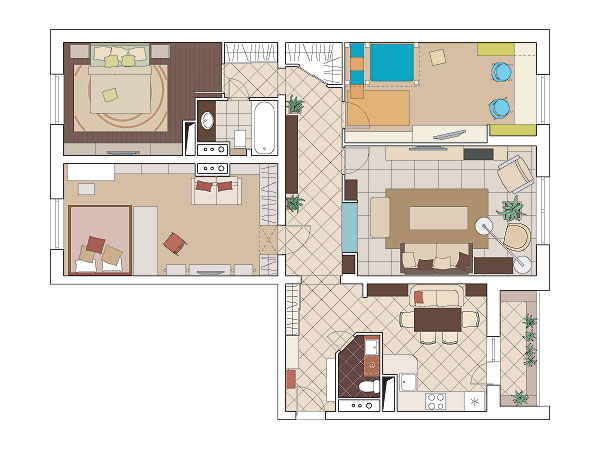 Четыре дизайн-проекта квартир в панельном доме серии И-155
