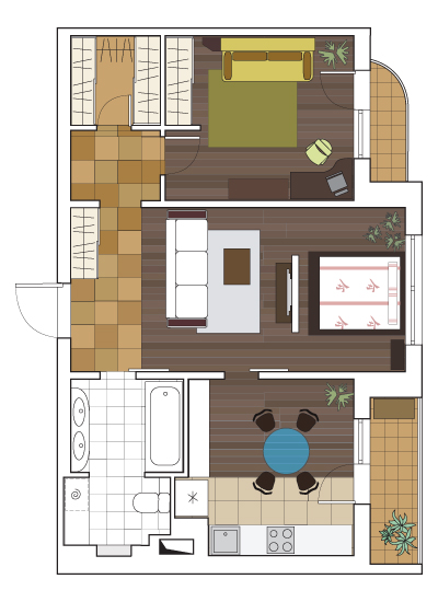 Четыре дизайн-проекта квартир в панельном доме серии П-3М