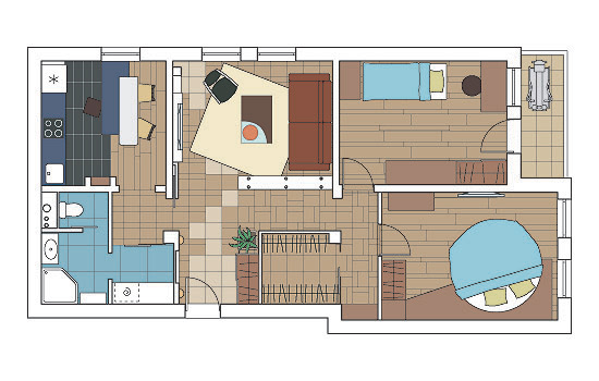Четыре дизайн-проекта квартир в панельном доме серии ГМС-3  