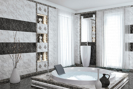 Рукотворный мрамор: плитка для ванной комнаты