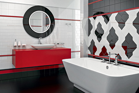 Облицовка керамической плиткой сложных стен ванной и кухни