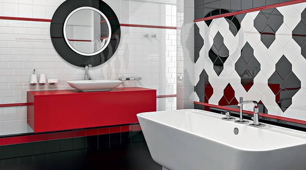 Облицовка керамической плиткой сложных стен ванной и кухни