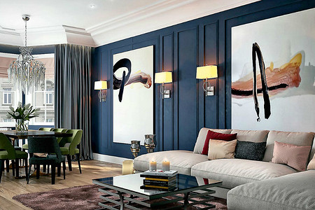 Интерьер трехкомнатной квартиры в стиле неоклассика