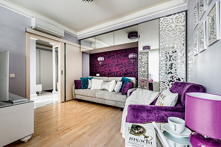 Интерьер однокомнатной квартиры в стиле фьюжн