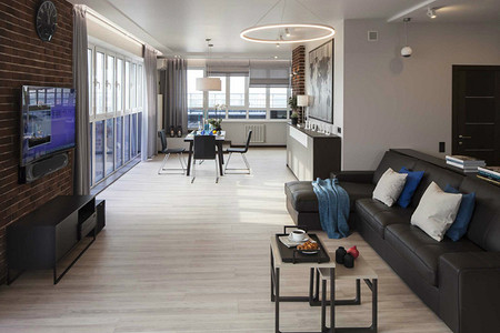 Пентхаус с видом на город: интерьер квартиры в стиле лофт