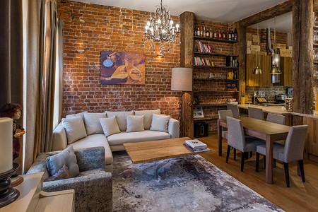 Интерьер в стиле лофт с элементами фьюжн