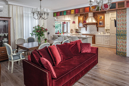 Дизайн объединённой квартиры: уютное пространство в духе загородной резиденции