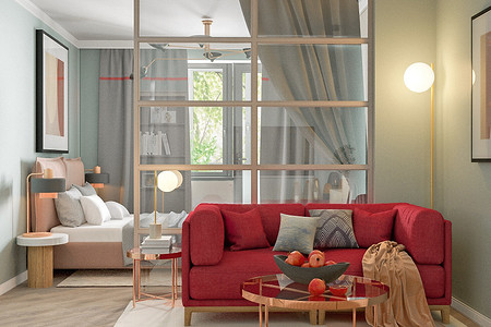 Дизайн функциональной двушки в пудровых оттенках