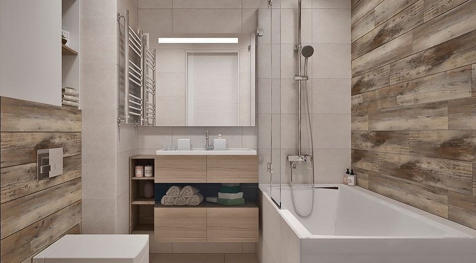 Панели для ванной комнаты под плитку — фото отделки