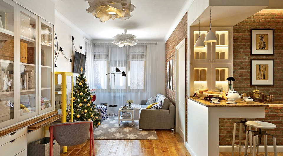 Гостиная и кухня