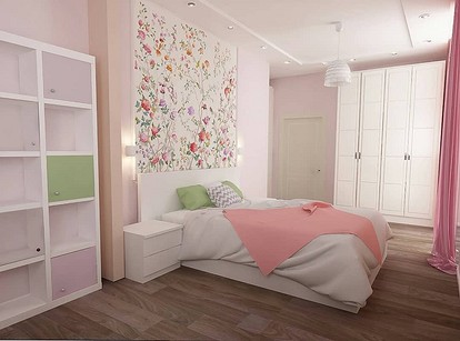 Дизайн Спальни С Фотообоями Над Кроватью Фото