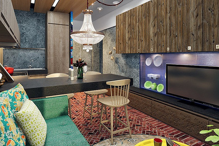 Однушка в стиле фьюжн для молодой семьи