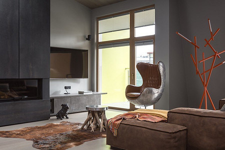 Двухъярусная квартира в стиле индастриал