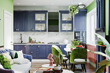 Стильная евротрёшка в сине-зелёной гамме