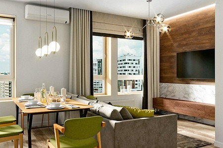 Трёшка для двух семей: продуманный интерьер в современном стиле