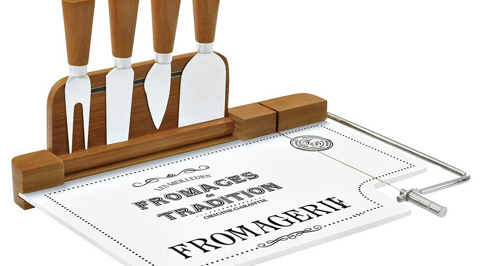 Набор для нарезки сыра Easy Life, материал — бамбук, стекло, сталь («Евродом») (4500 руб.)