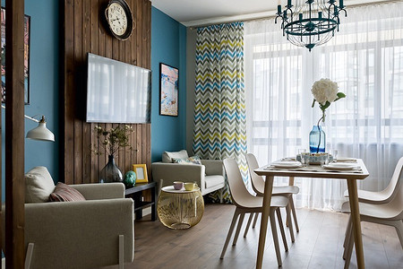 Уютная скандинавская трёшка с деревянной отделкой