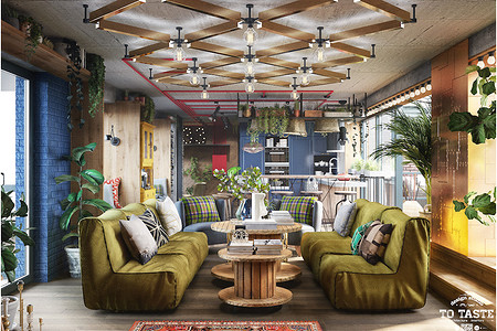 Яркий дизайн-микс: лофт, индастриал, эко и кантри в интерьере квартиры