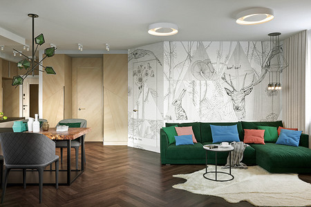 Стильная квартира для двоих с европейским вариантом зонирования