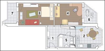 Двухкомнатная квартира общей площадью 60,3 м2: В стиле эспрессо