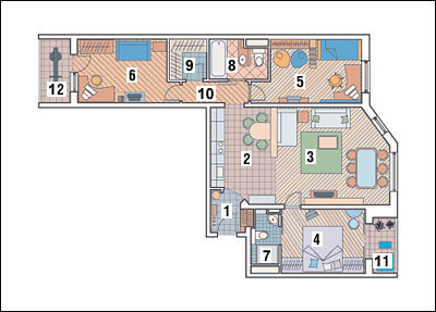 Трехкомнатная квартира в доме серии П55М: Четыре комнаты