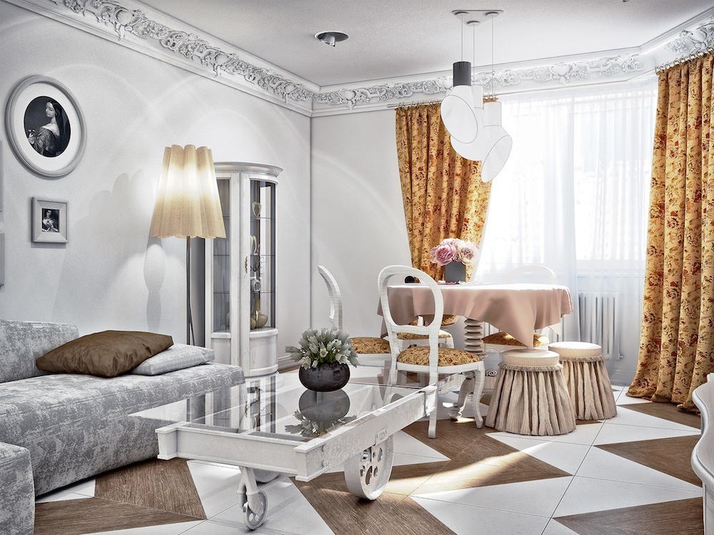 Белоснежная квартира для трёх поколений, оформленная в духе классического романтизма