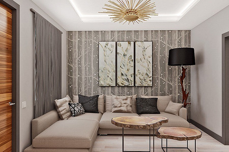 Экодизайн квартиры с фитостеной, искусственным водопадом и натуральными материалами в отделке