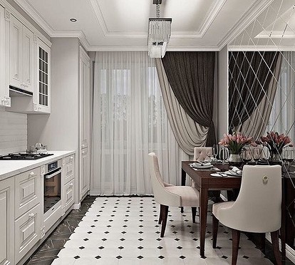 Стиль прованс: романтические шторы для кухни с балконной дверью