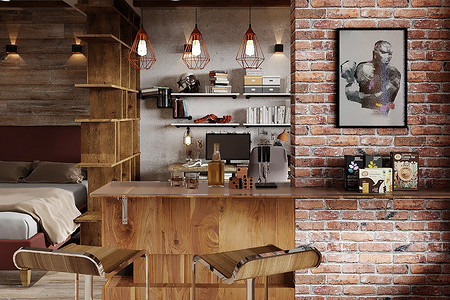 Квартира для холостяка: брутальный лофт в маленькой однушке