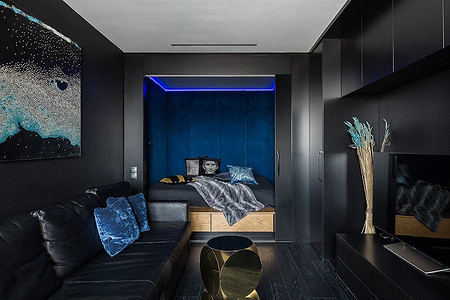 В стиле total black: маленькая однушка в Питере для молодого человека