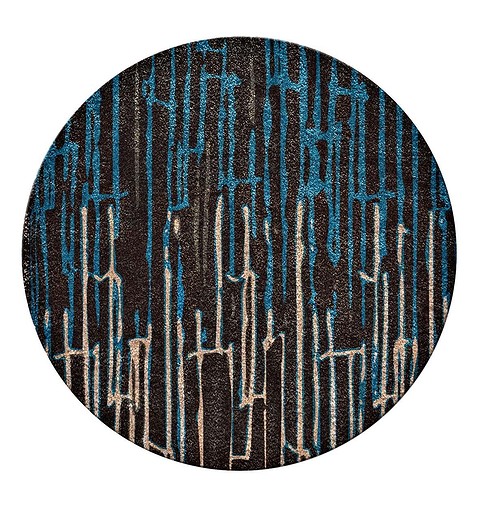 Круглый ковёр Kasai 2 из коллекции Studio выполнен в дымчато-чёрном цвете с фантазийным рисунком. 