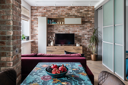 Сканди, лофт, бохо и эко: яркая однушка с потрясающим миксом стилей и продуманной планировкой