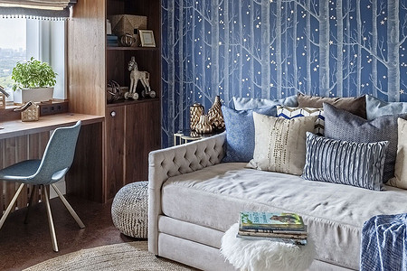 Уютная однушка с кухней-столовой, зонами отдыха и гардеробной