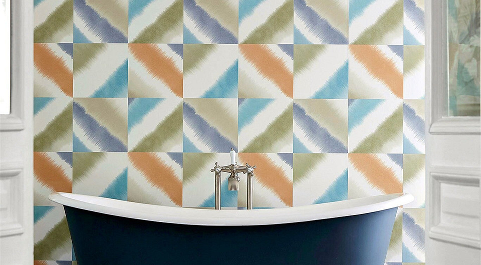 Виниловые обои коллекции Tresillo (Harlequin) с геометрическими мотивами