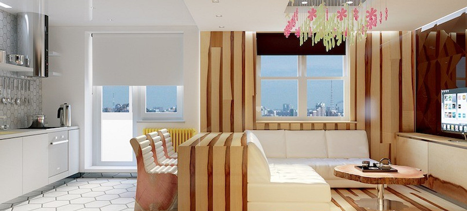 Квартира в стиле экоминимализм, наполненная яркими красками и геометрическими узорами