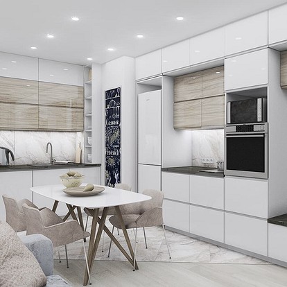 Белая глянцевая кухня: 55 фото современного кухонного гарнитура в интерьере | Дизайн мебели из МДФ и отзывы