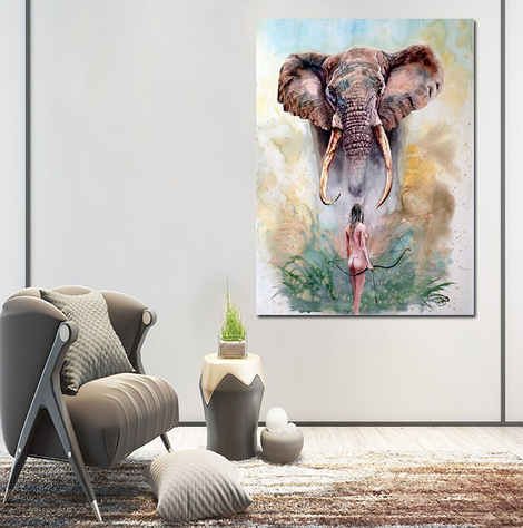 Картина «Девушка и слон»