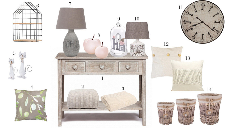 1. Стол консольный Secret De Maison, Lilou, ezakaz.ru 2. Плед Sofi De Marko, Lamoda 3. Плед Soft, zvet.ru 4. Наволочка декоративная Olive fest, Lamoda 5. Фигурки...