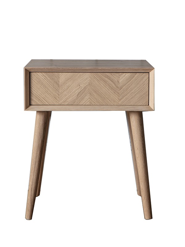 Столик с выдвижным ящиком из комбинации древесины дуба и фанеры. 
