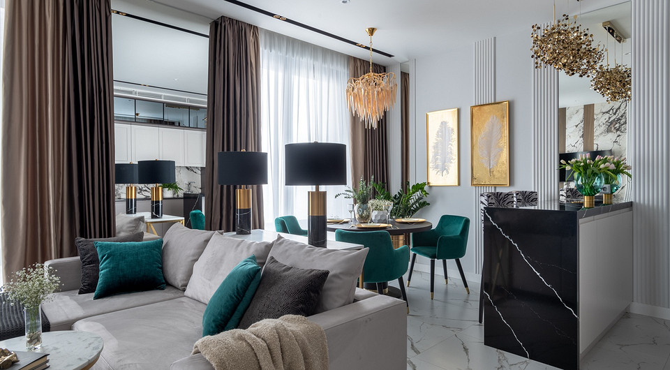 Красивый и статусный ар-деко: интерьер квартиры на 33-м этаже Красивый и статусный ар-деко: интерьер квартиры на 33-м этаже