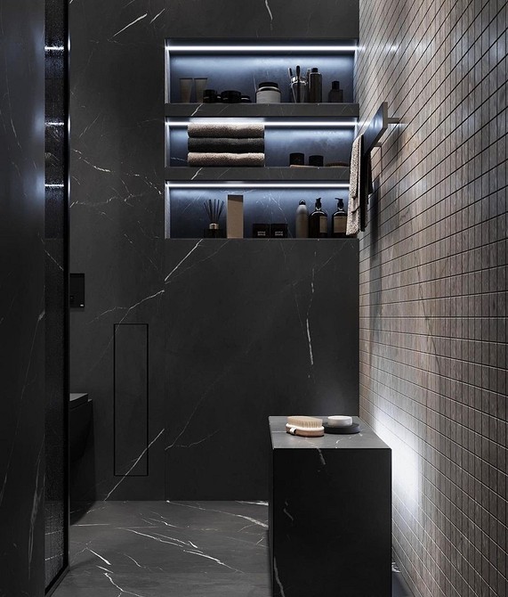 10 потрясающих ванных комнат с крупноформатной плиткой