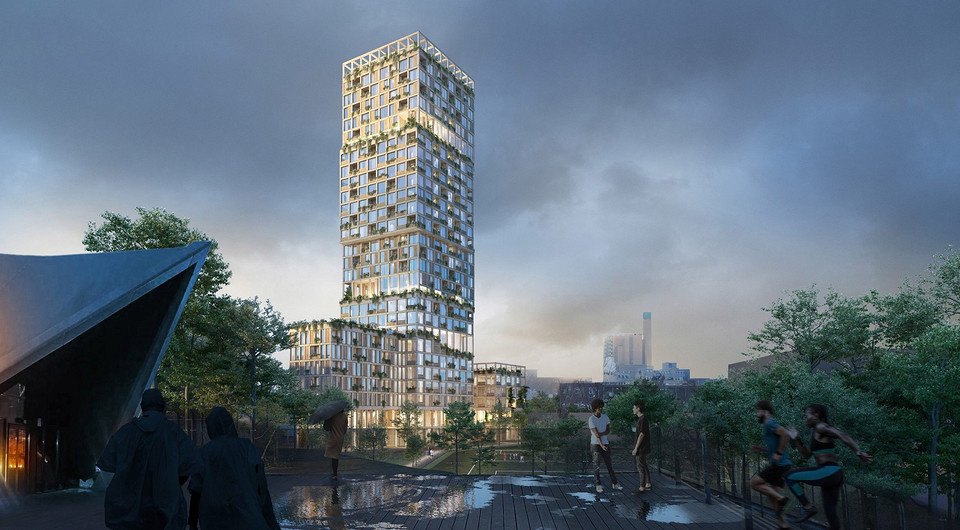 Архитекторы показали проект деревянного небоскреба с бассейном на крыше