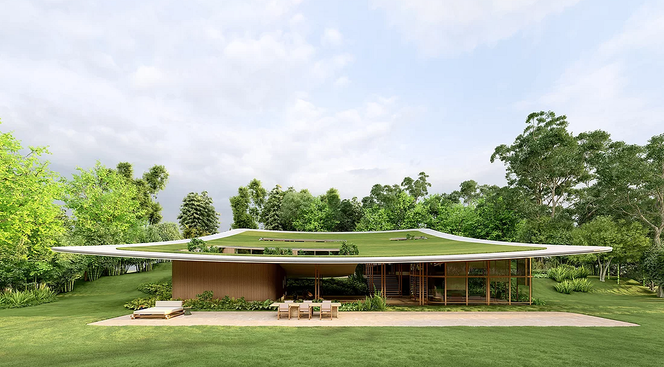 Дом с зеленой крышей: архитектор воплотил необычный проект в Бразилии